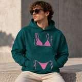 Pink Bikini Hoodie – Koyu Yeşil – model üzerinde ön görünüm