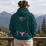 Pink Bikini Hoodie – Koyu Yeşil – model üzerinde arka görünüm