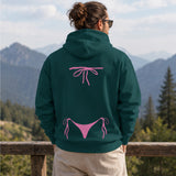 Pink Bikini Hoodie – Koyu Yeşil – model üzerinde arka görünüm