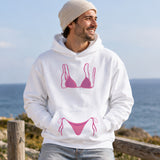 Pink Bikini Hoodie – Beyaz – model üzerinde ön görünüm