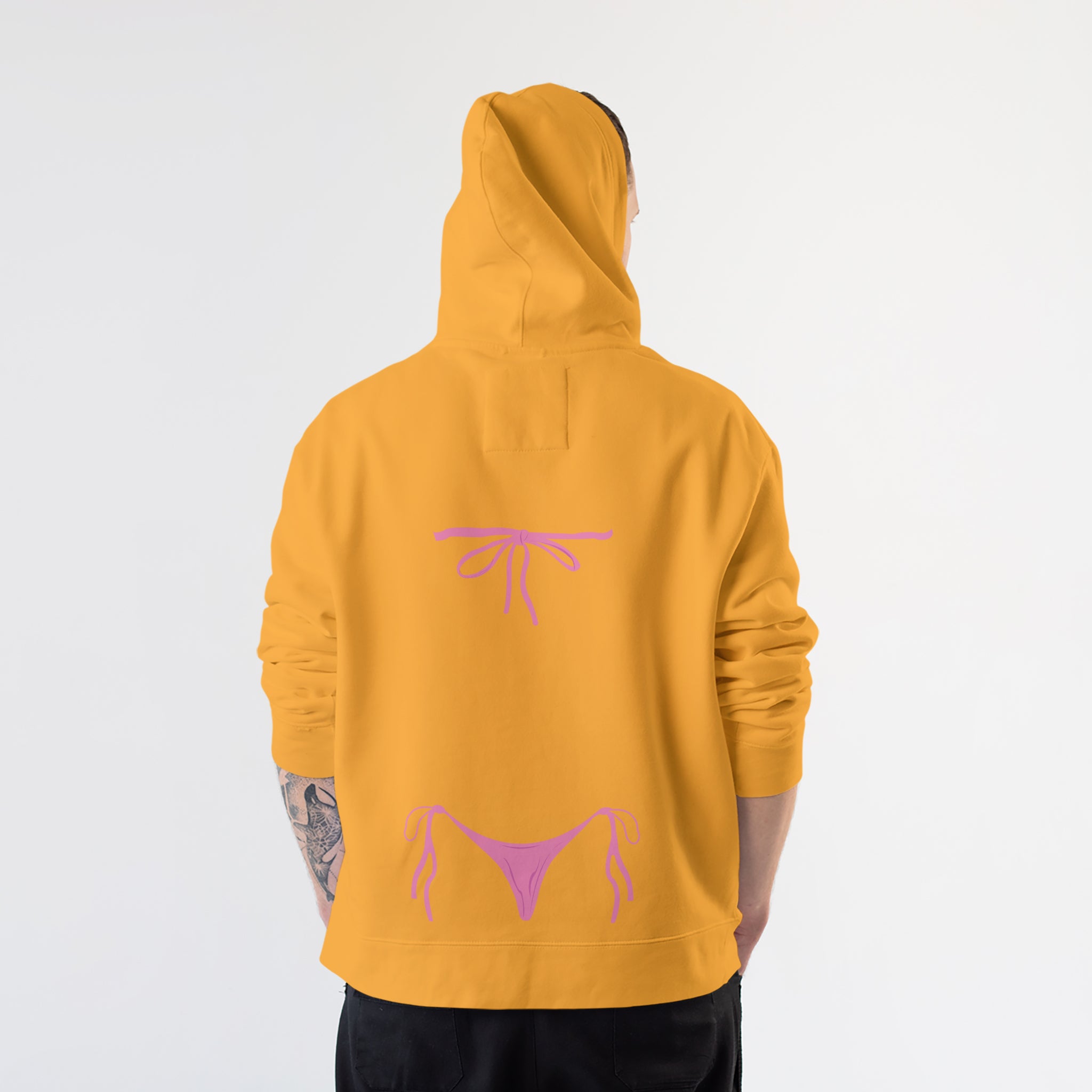 Pink Bikini Hoodie – Turuncu – model üzerinde arka görünüm