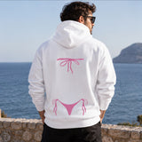 Pink Bikini Hoodie – Beyaz – model üzerinde arka görünüm