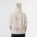 Pink Bikini Hoodie – Krem – model üzerinde arka görünüm