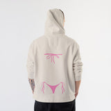 Pink Bikini Hoodie – Krem – model üzerinde arka görünüm