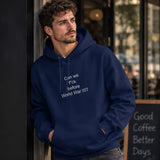 Before World War 3 Hoodie – Lacivert – model üzerinde ön görünüm