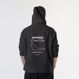 Monza Grand Prix Oversize Hoodie – Siyah – model üzerinde arka görünüm