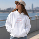 Fake Love Rich Sex Fast Money Hoodie – Beyaz – model üzerinde ön görünüm