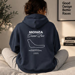 Monza Grand Prix Oversize Hoodie – Lacivert – model üzerinde arka görünüm