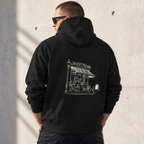 Café de Paris Hoodie – Siyah – model üzerinde arka görünüm