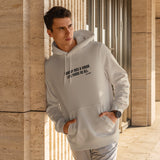 Nobody Dies A Virgin Life Fucks Us All Hoodie – Krem – model üzerinde ön görünüm