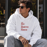Drink Date Drive Hoodie – Beyaz – model üzerinde ön görünüm
