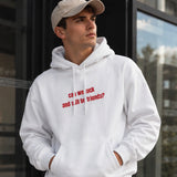 Can We Fuck Hoodie – Beyaz – model üzerinde ön görünüm