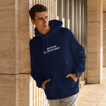 Can We Fuck Hoodie – Lacivert – model üzerinde ön görünüm