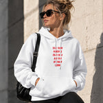Tell Your Parents Hoodie – Beyaz – model üzerinde ön görünüm