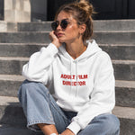 Adult Film Director Hoodie – Beyaz – model üzerinde ön görünüm