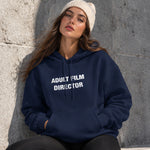 Adult Film Director Hoodie – Lacivert – model üzerinde ön görünüm