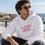 I'm Not Flirting Hoodie – Beyaz – model üzerinde ön görünüm
