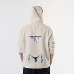 Navy Blue Bikini Hoodie – Krem – model üzerinde arka görünüm