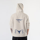Navy Blue Bikini Hoodie – Krem – model üzerinde arka görünüm