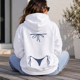 Navy Blue Bikini Hoodie – Beyaz – model üzerinde arka görünüm