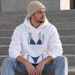 Navy Blue Bikini Hoodie – Beyaz – model üzerinde ön görünüm