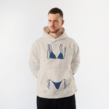 Navy Blue Bikini Hoodie – Krem – model üzerinde ön görünüm