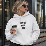 Slippery When Wet Hoodie – Beyaz – model üzerinde ön görünüm