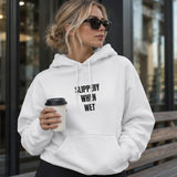 Slippery When Wet Hoodie – Beyaz – model üzerinde ön görünüm