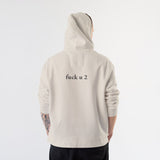 FUCK U Hoodie – Krem – model üzerinde arka görünüm