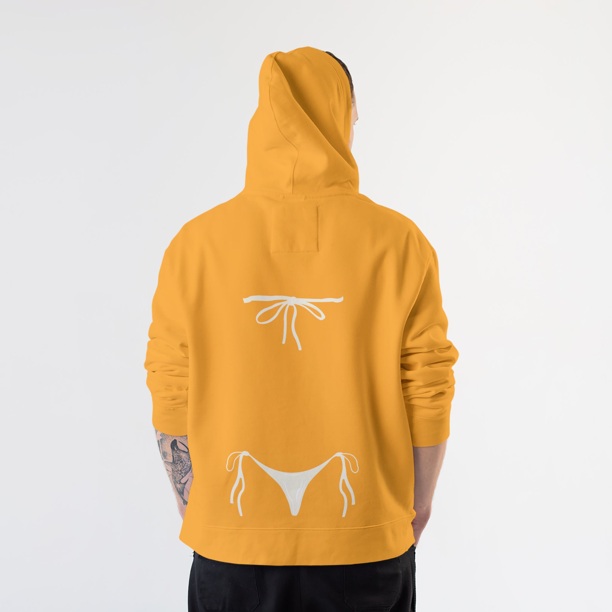 White Bikini Hoodie – Turuncu – model üzerinde arka görünüm