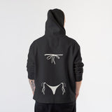 White Bikini Hoodie – Siyah – model üzerinde arka görünüm