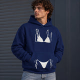 White Bikini Hoodie – Lacivert – model üzerinde ön görünüm