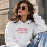 My Tits Hoodie – Beyaz – model üzerinde ön görünüm