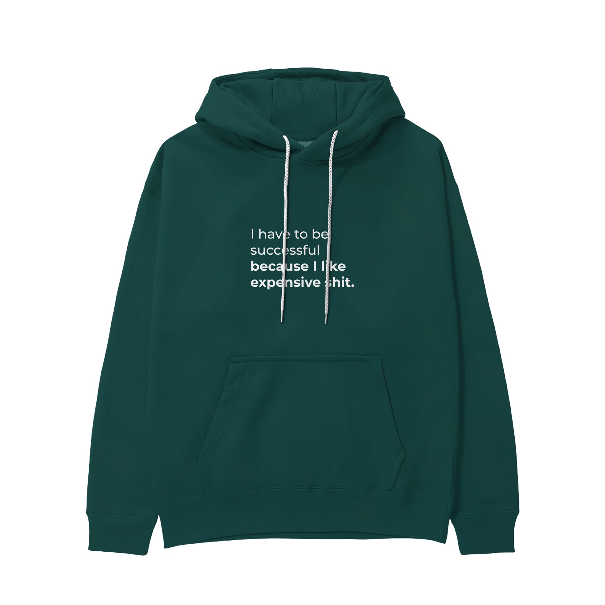 I Like Expensive Shit Hoodie - Koyu Yeşil - ön görünüm