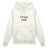 I Love Hot Dads Oversize Hoodie - Beyaz - ön görünüm