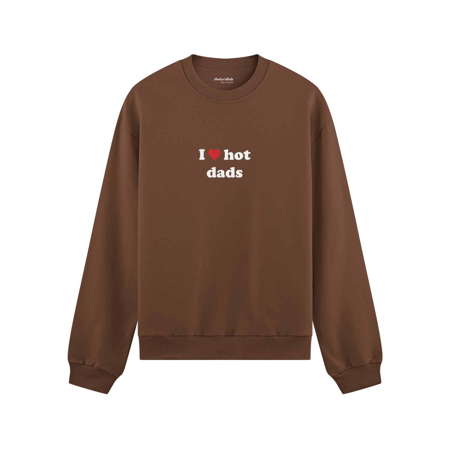 I Love Hot Dads Oversize Sweatshirt - Kahverengi - ön görünüm
