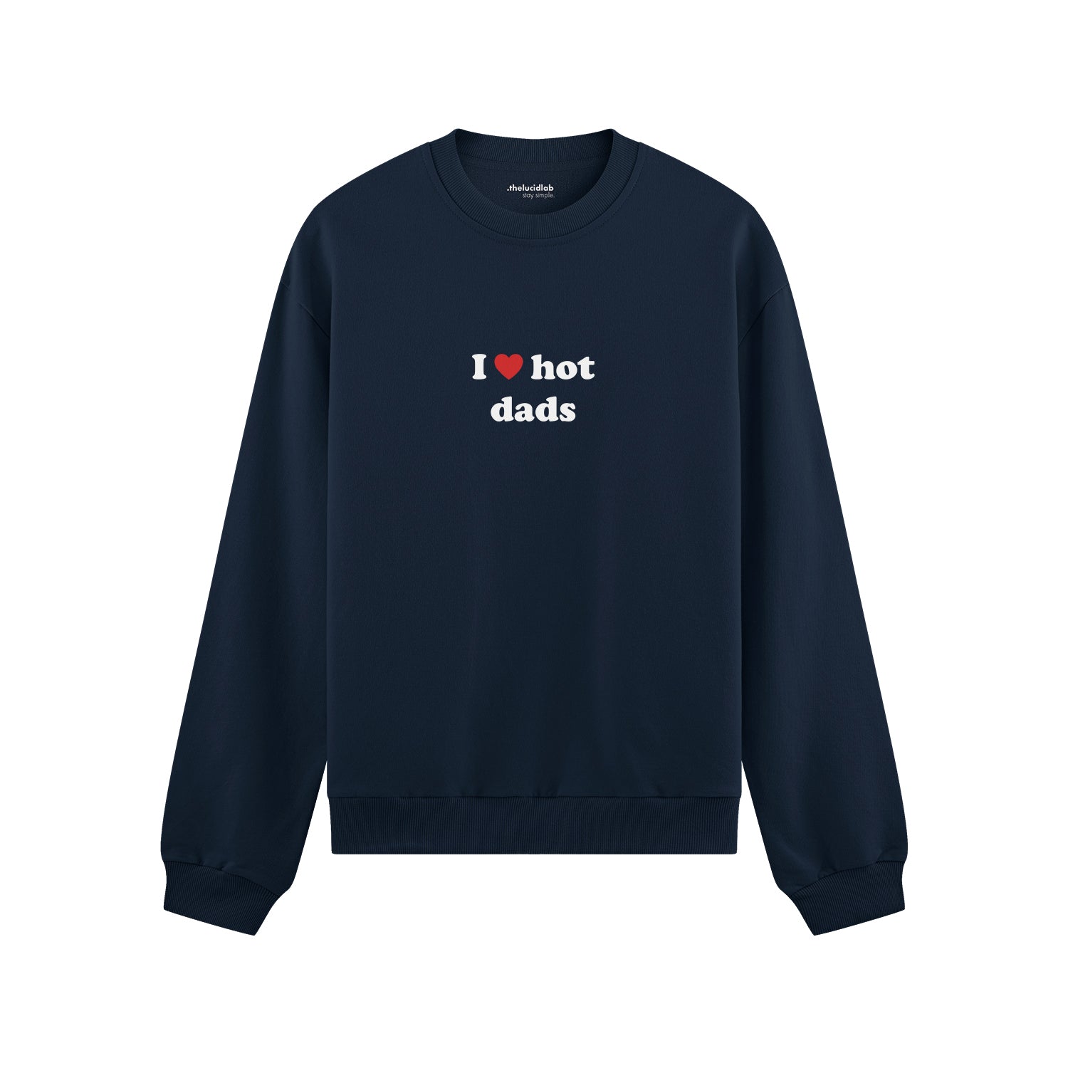 I Love Hot Dads Oversize Sweatshirt - Lacivert - ön görünüm