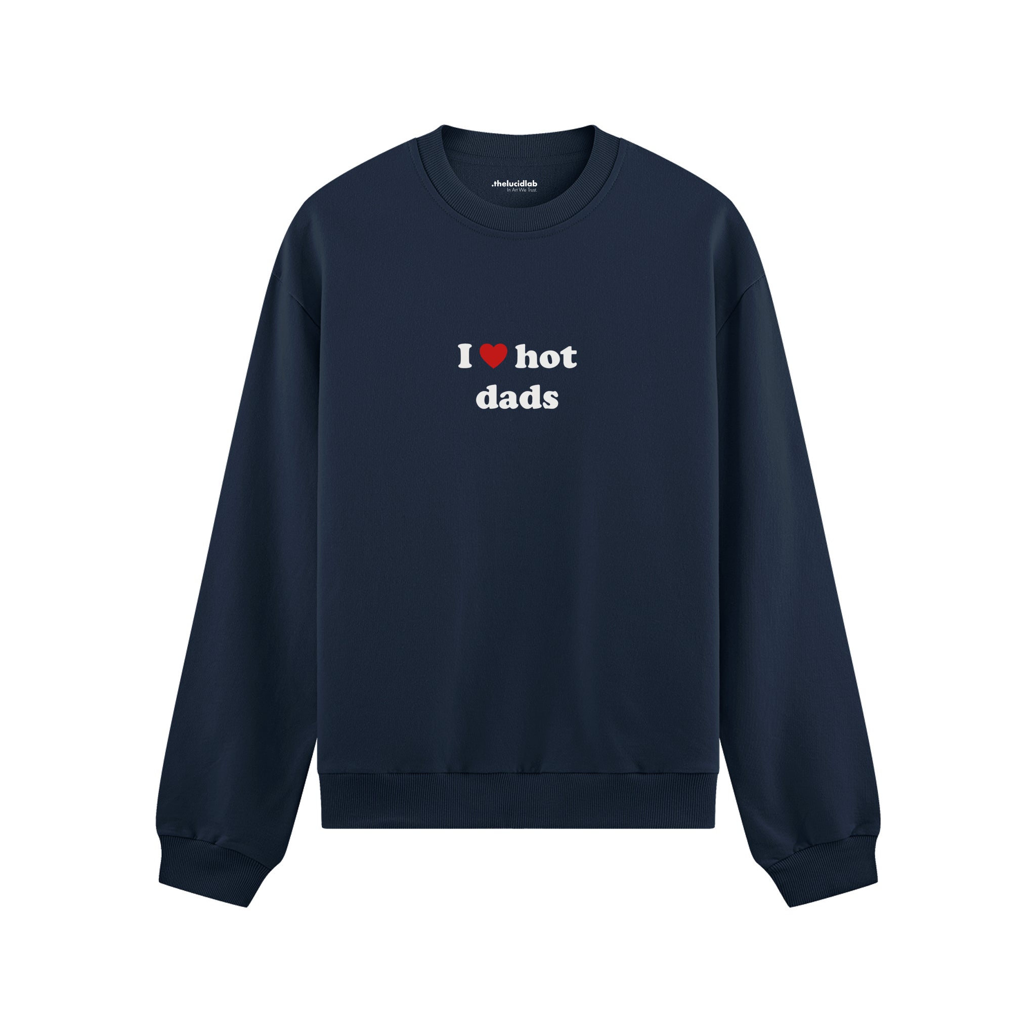 I Love Hot Dads Oversize Sweatshirt - Lacivert - ön görünüm
