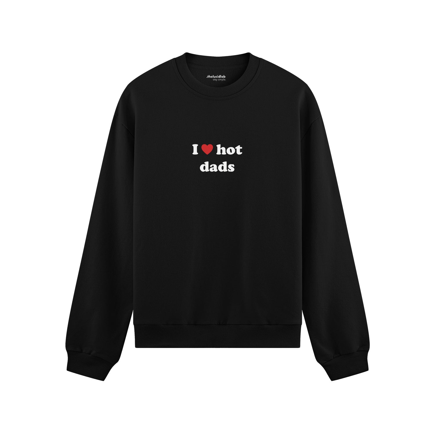 I Love Hot Dads Oversize Sweatshirt - Siyah - ön görünüm