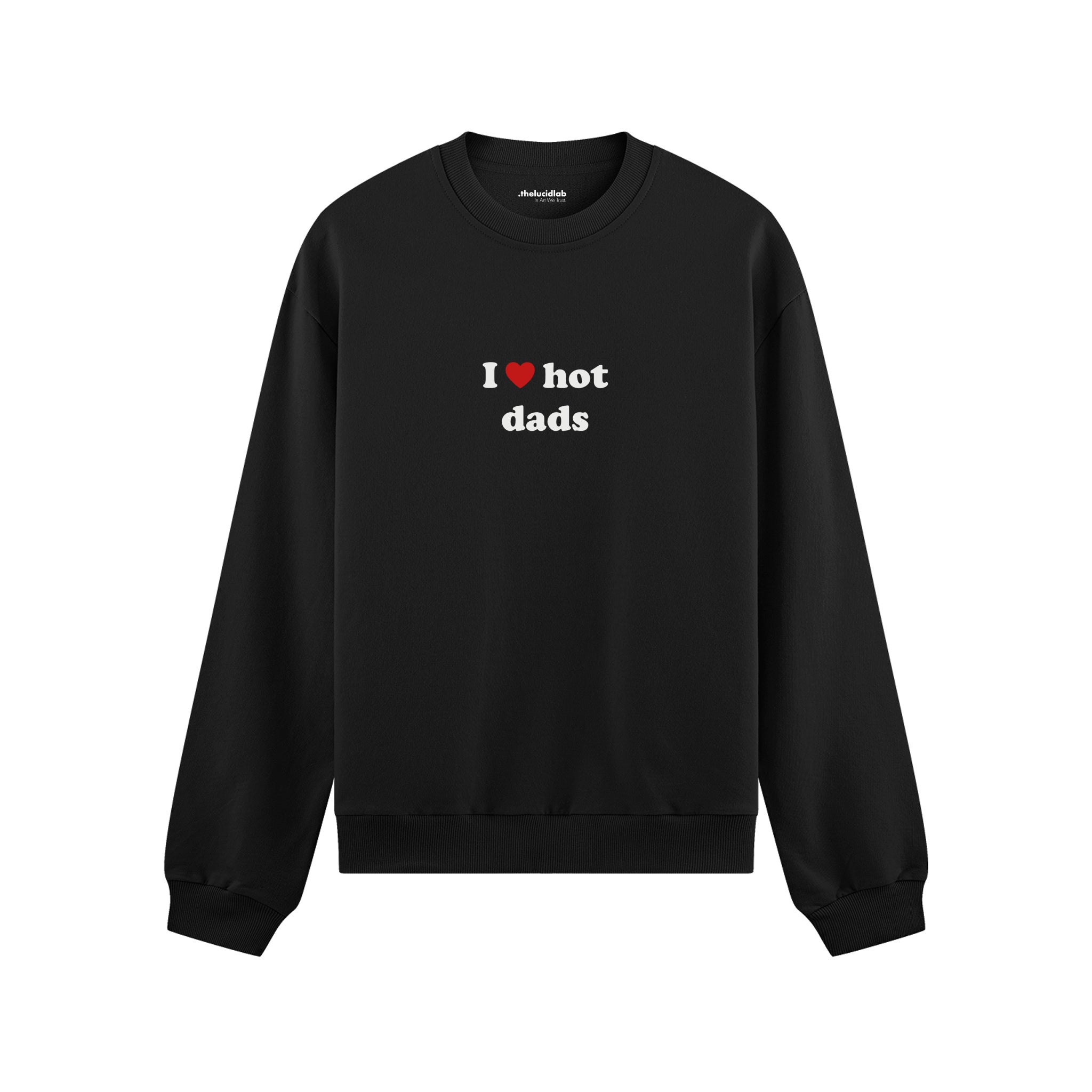 I Love Hot Dads Oversize Sweatshirt - Siyah - ön görünüm
