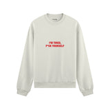 I'm Tired Oversize Sweatshirt - Beyaz - ön görünüm