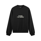 I'm Tired Oversize Sweatshirt - Siyah - ön görünüm