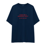 I May Be a Handful, but So Are My Tits Oversize Tişört - lacivert-1