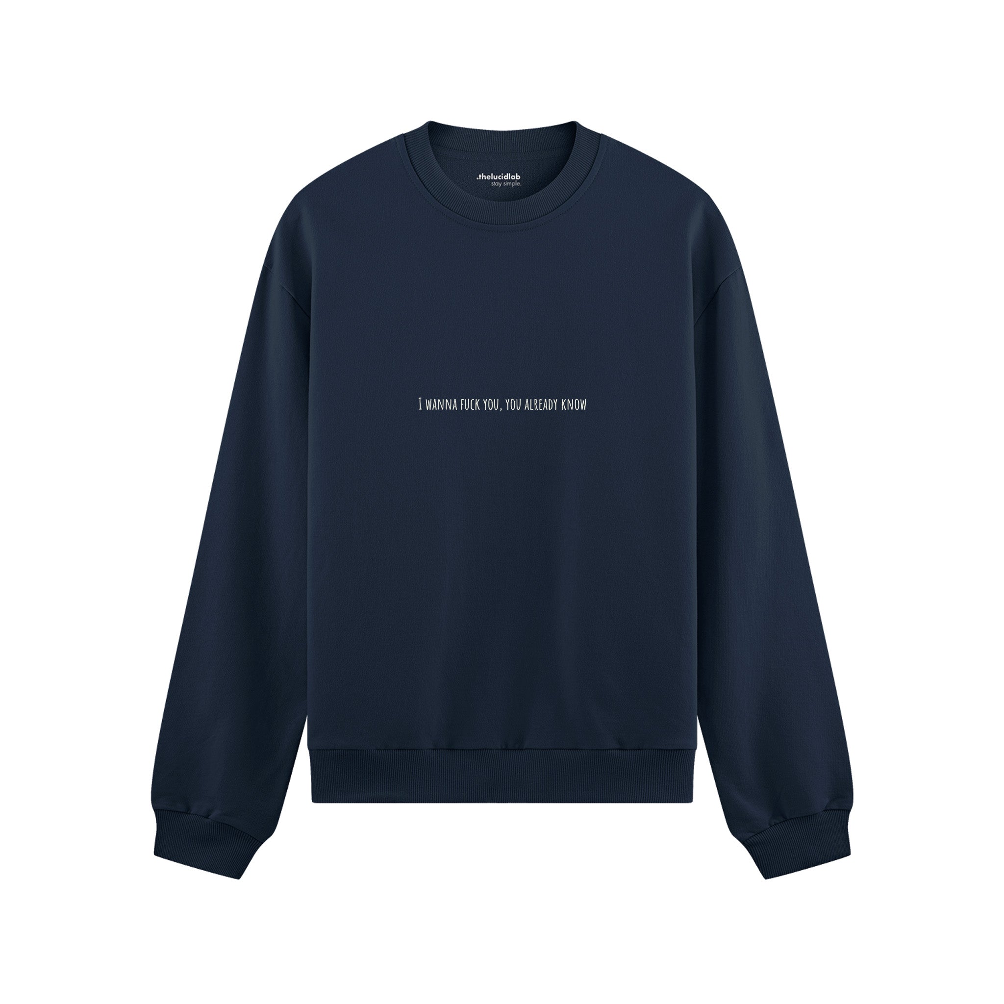 I Wanna Fuck You, You Already Know Oversize Sweatshirt - Lacivert - ön görünüm