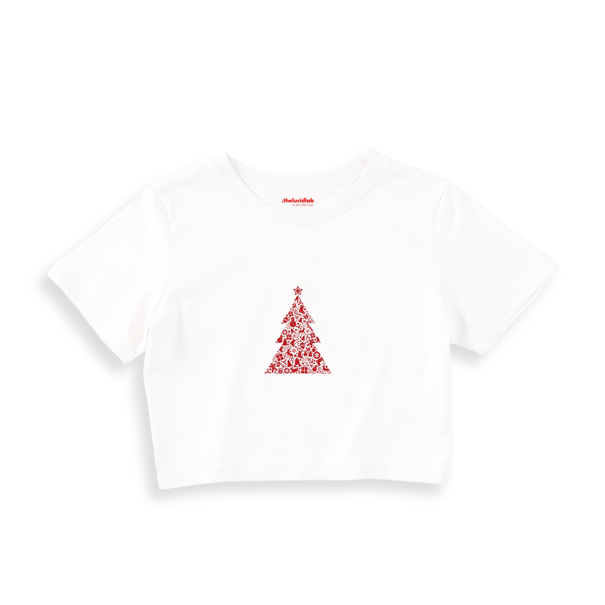 Iconic Christmas Tree Crop Tişört Beyaz Ön