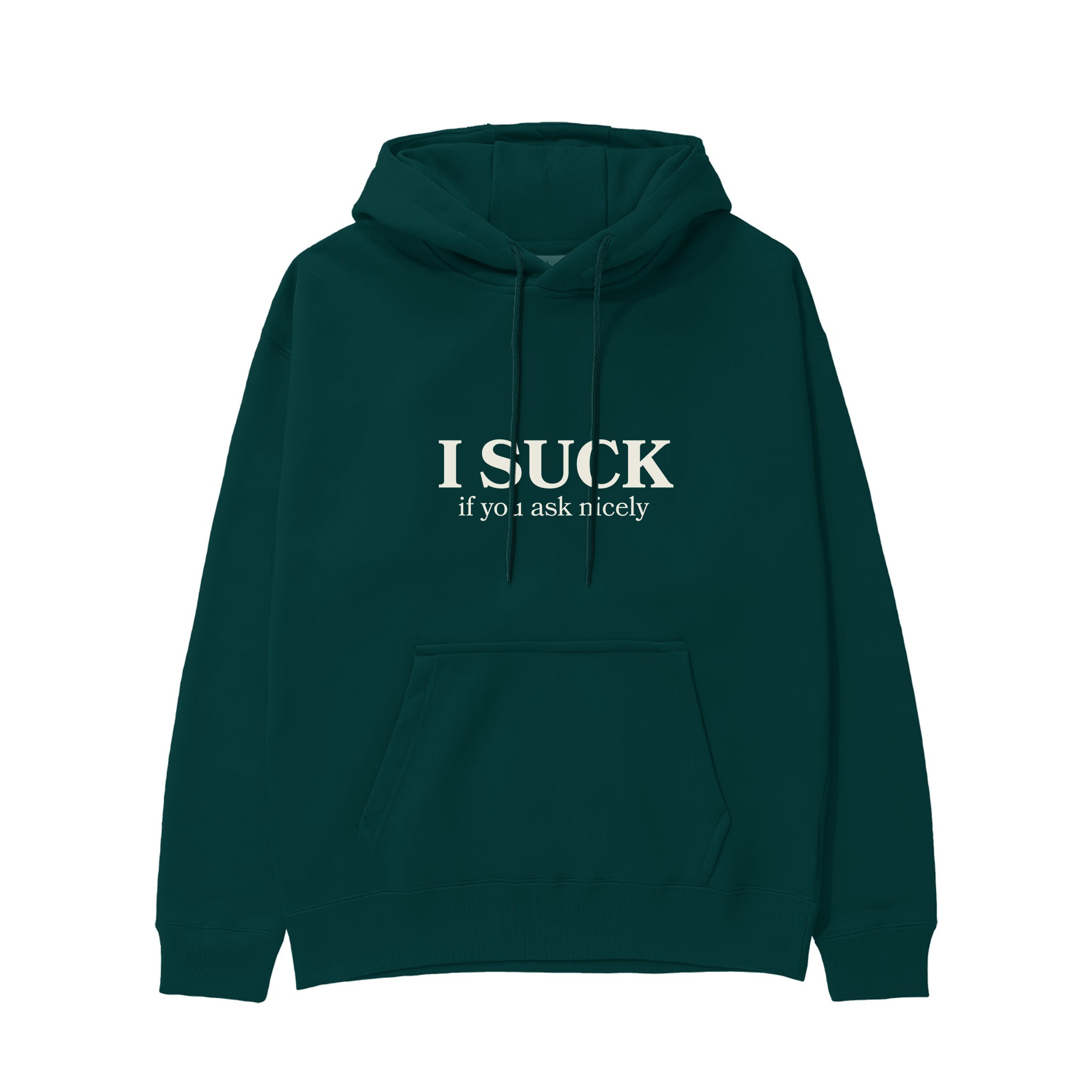 If You Ask Nicely Hoodie - Koyu Yeşil - ön görünüm
