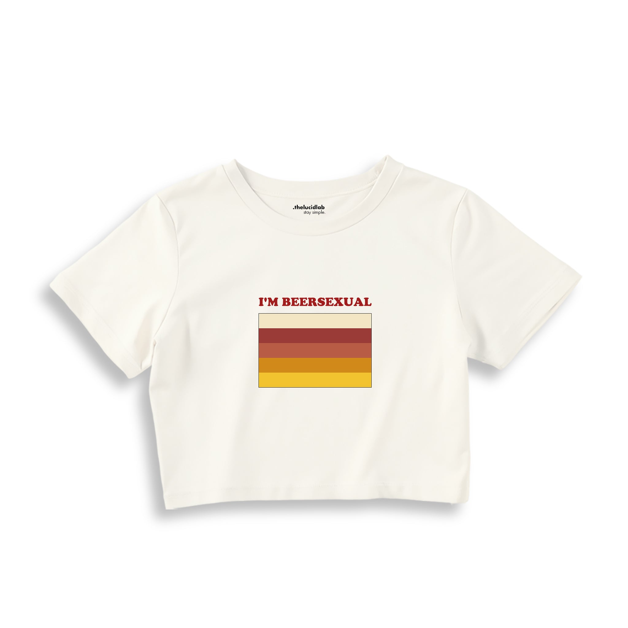 I'm Beersexual Crop Tişört - Ekru - ön görünüm