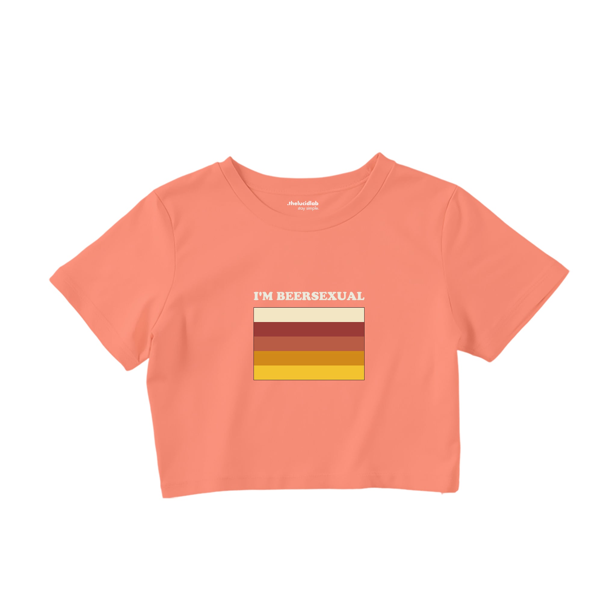 I'm Beersexual Crop Tişört - Somon - ön görünüm