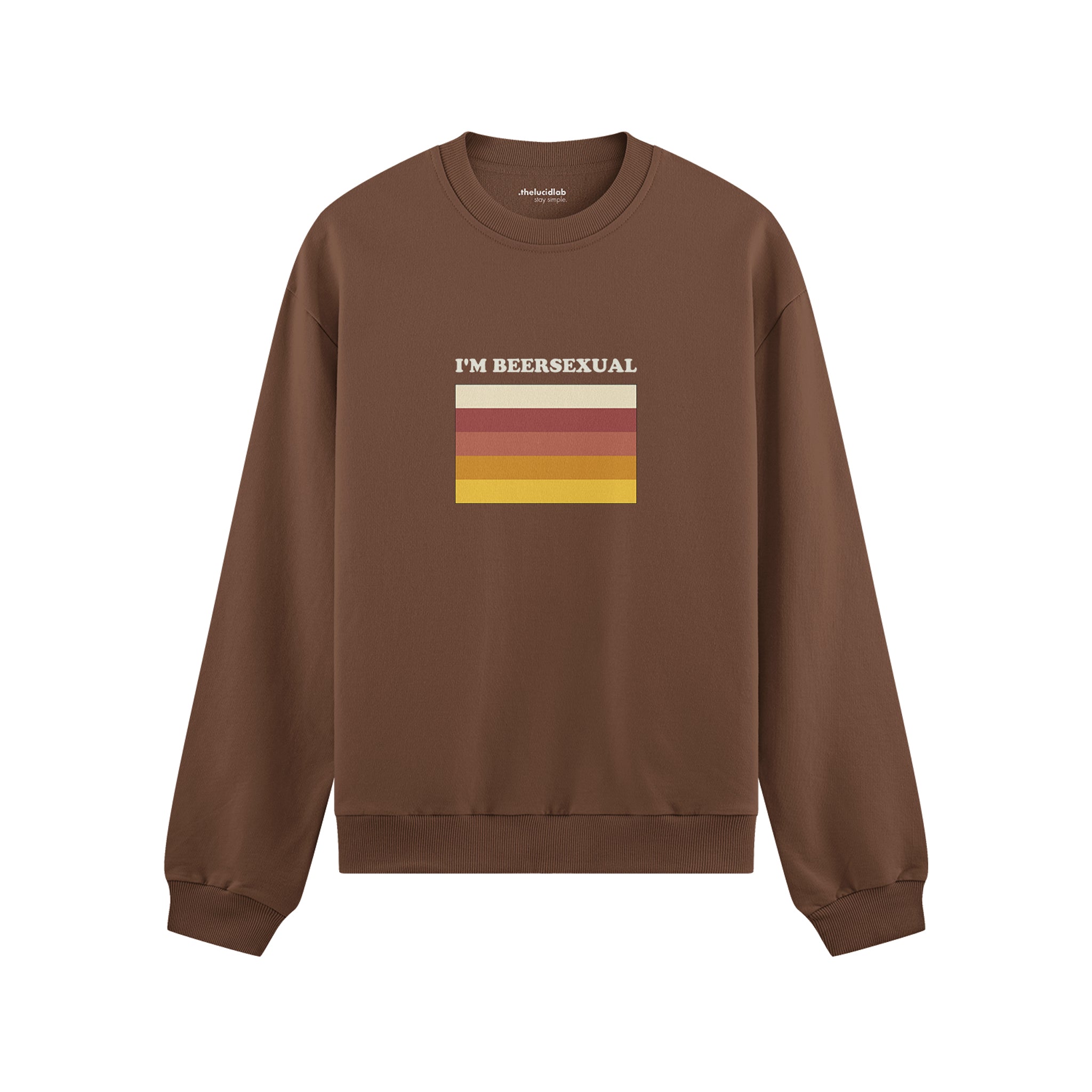 I'm Beersexual Oversize Sweatshirt - Kahverengi - ön görünüm