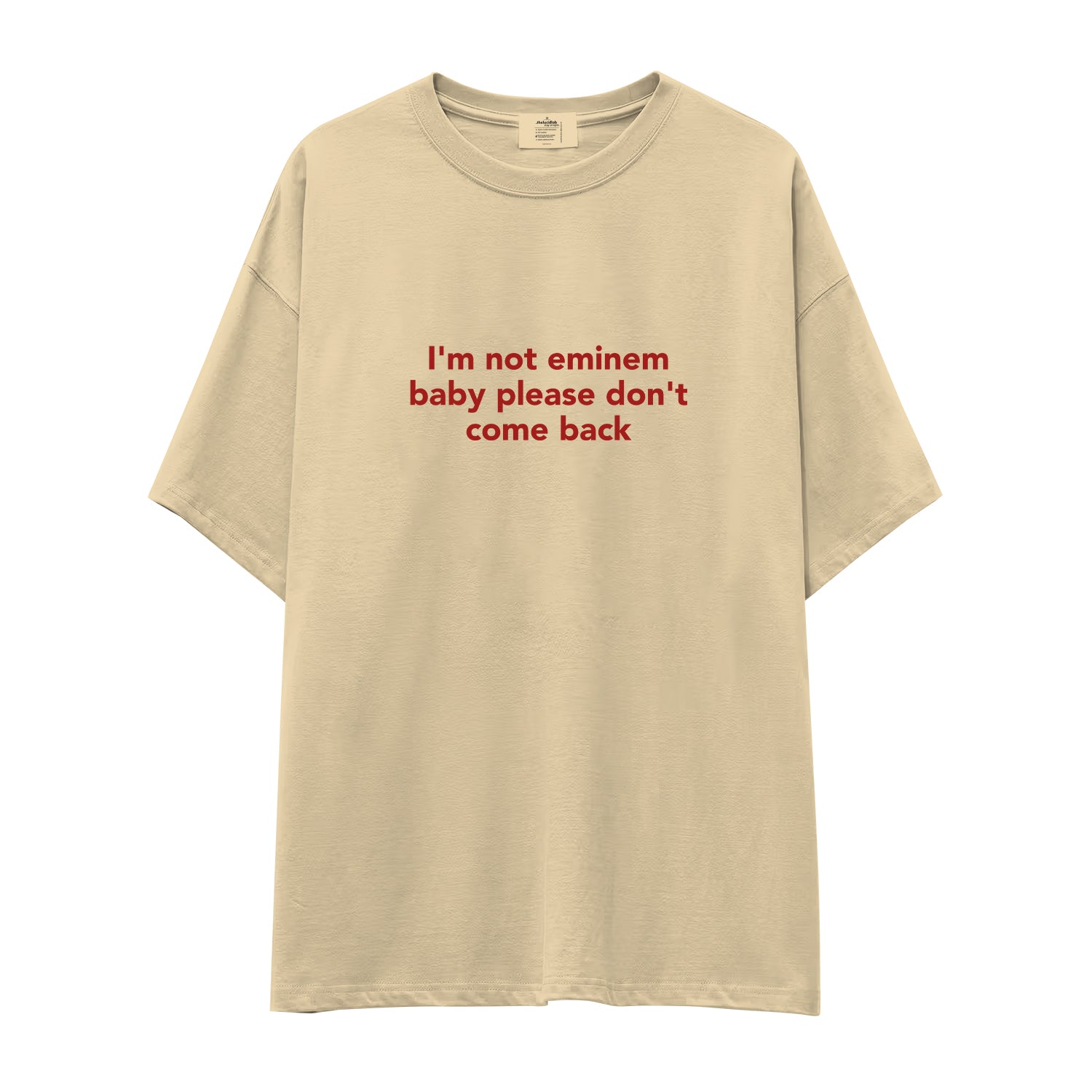 I'm Not Eminem Oversize Tişört - krem